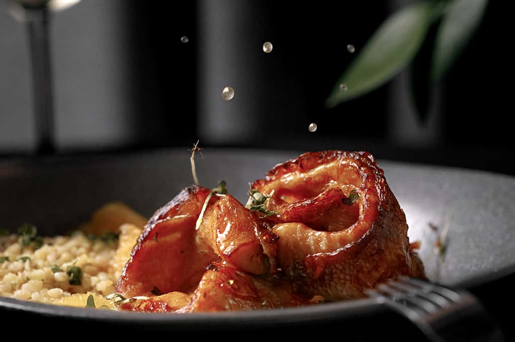 Unagi eel with bulgur: a dish of the Rebro restaurant