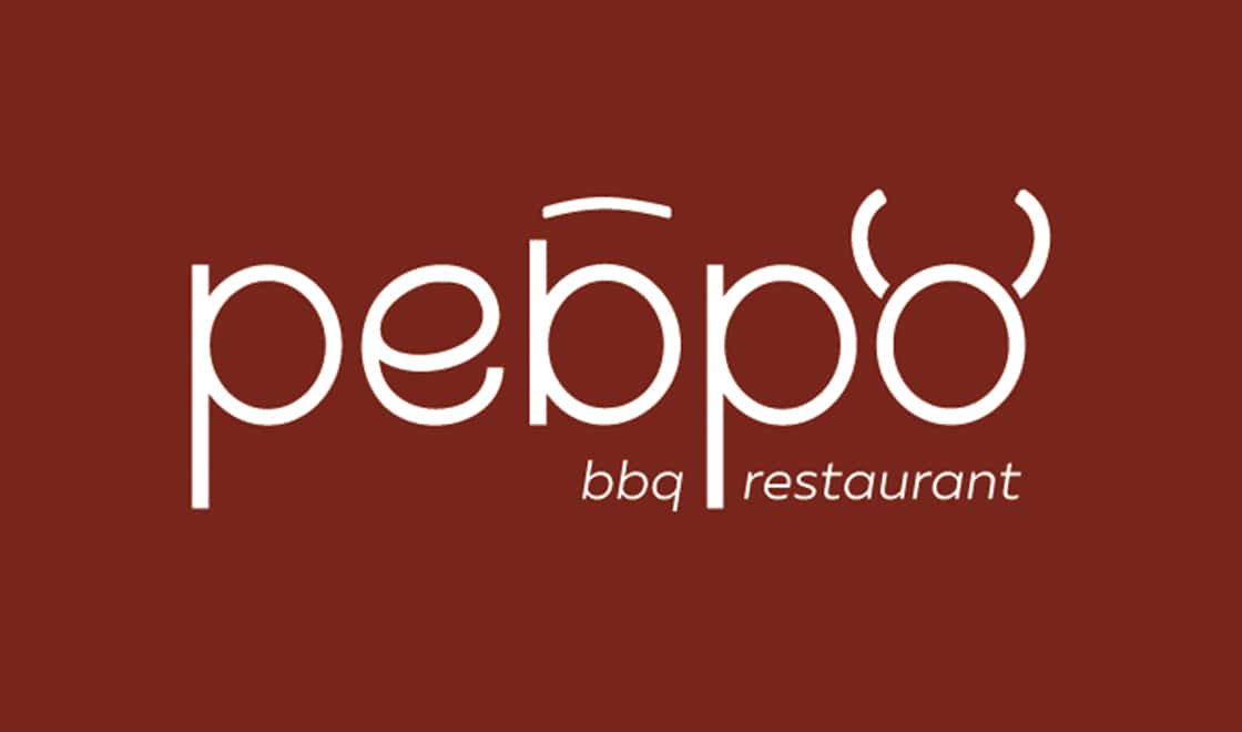 Rebro bbq restaurant logo on a burgundy background